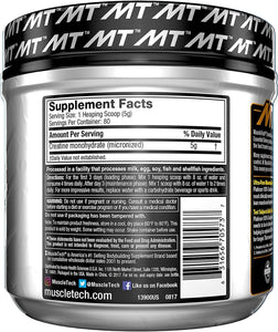 Muscletech Creatina Platinum 100% Creatine sin sabor - 400 gramos 80 servicios