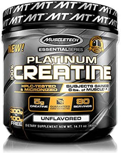 Muscletech Creatina Platinum 100% Creatine sin sabor - 400 gramos 80 servicios